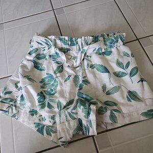 Cali 1850 Linen Blend Palm Leaf Printed Belted Shorts XS